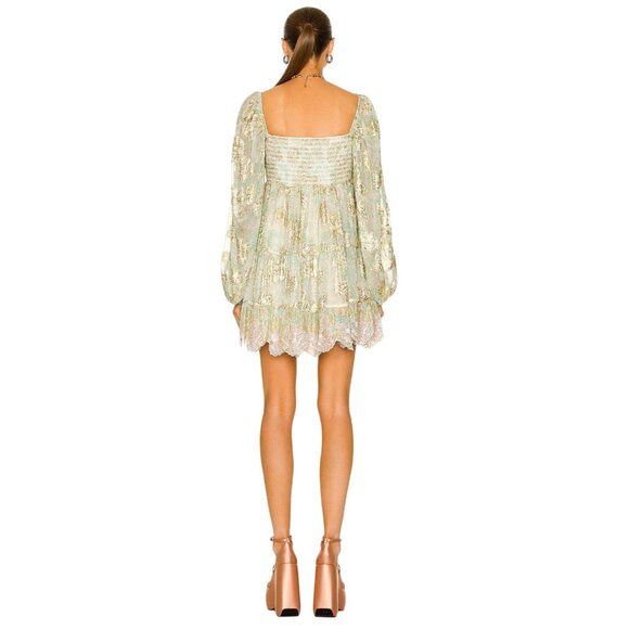 HEMANT AND NANDITA Sidra Mini Dress in Sea Green X-Small New Womens Metallic - Picture 11 of 12